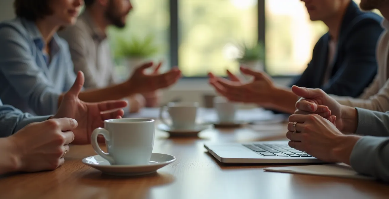 Nahaufnahme von Händen bei authentischer Teaminteraktion